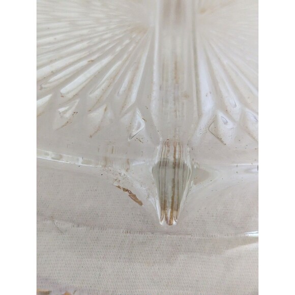 Vintage Oval Gold Rim Cut Glass Tray Candy Dish Divided Starburst Clear Comb Shp - Picture 5 of 5